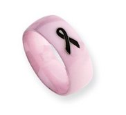 Ceramic Pink Black Accented Ribbon 8mm Polished Wedding Band