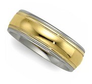 14k Two Tone 5mm Milgrained Edged Wedding Band