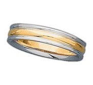 14k Two Tone 4mm Ridged Wedding Band