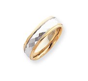 14k Two Tone Gold 7mm Fancy Wedding Band