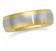 14k Two Tone 6mm Domed Satin Finish Wedding Band