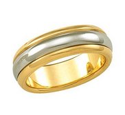 14k Two Tone 6mm Ridged Wedding Band