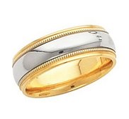 14k Two Tone Gold Flared Edge 6mm Wedding Band