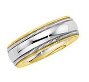 14k Two Tone 5 50mm Milgrained Edged Wedding Band