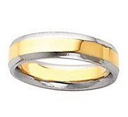 14k Two Tone 6mm Domed Wedding Band