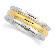 14k Two Tone 6mm Ridged Wedding Band