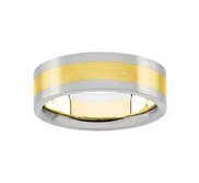 14k Two Tone 6mm Domed Satin Finish Wedding Band