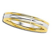 14k Two Tone 4mm Ridged Wedding Band