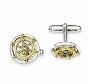 Sterling Silver Vermeil Sailor Wheel Cufflinks