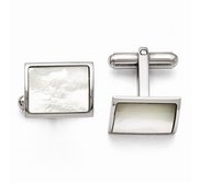 Stainless Steel Polished Mother Of Pearl Cufflinks