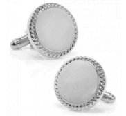 Engravable Sterling Silver Round Cufflinks