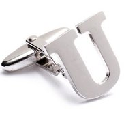 Genuine Sterling Silver Letter  U  Cufflinks