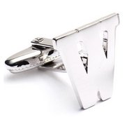 Genuine Sterling Silver Letter  W  Cufflinks