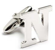 Genuine Sterling Silver Letter  N  Cufflinks