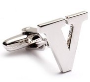 Genuine Sterling Silver Letter  V  Cufflinks