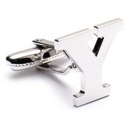 Genuine Sterling Silver Letter  Y  Cufflinks