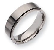 Titanium Black Accent Flat 7mm Brushed Wedding Band