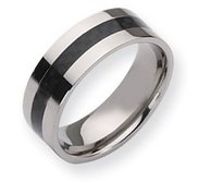 Titanium Carbon Fiber Flat 8mm Polished Wedding Band