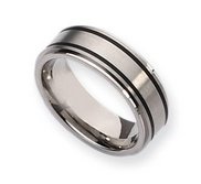 Titanium Black Accent 8mm Brushed and Polished Wedding Band