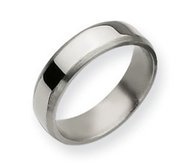 Titanium Beveled Edge 6mm Brushed and Polished Wedding Band