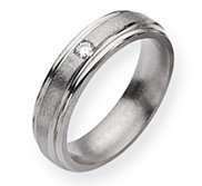 Titanium 6mm Diamond Satin and Polished Wedding Band