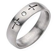 Titanium Cross 6mm Diamond Brushed Wedding Band