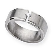 Titanium 8mm Diamond Brushed and Polished Wedding Band