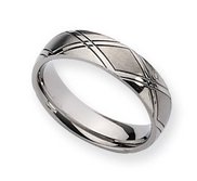 Titanium Criss cross Design 6mm Satin and Polished Wedding Band