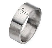 Titanium Flat Cross 8mm Satin Wedding Band