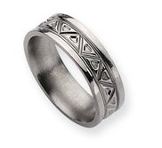 Titanium Tribal Design 7mm Polished Wedding Band