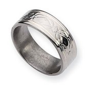 Titanium Sterling Silver Inlay Celtic Knot Flat  Polished Wedding Band