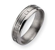 Titanium Square Design 6mm Satin and Polished Wedding Band