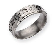 Titanium Wave Design 7mm Brushed and Polished Wedding Band