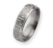 Titanium Greek Key Design 6mm Satin and Polished Wedding Band