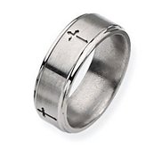 Titanium Flat Cross 8mm Satin Wedding Band