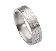 Titanium Tread Design 6mm Satin Flat Wedding Band