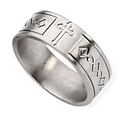 Titanium Cross Design Flat 8mm Satin Wedding Band