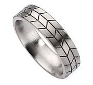 Titanium Tread Design 6mm Brushed Wedding Band