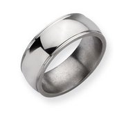 Titanium Grooved and Beaded 8mm Polished Wedding Band