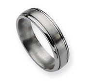 Titanium Grooved Edge 6mm Brushed and Polished Wedding Band