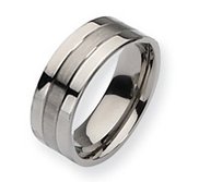 Titanium Grooved 8mm Brushed and Polished Wedding Band