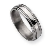 Titanium Grooved and Beaded 6mm Polished Wedding Band