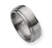 Titanium Grooved Edge 8mm Brushed and Polished Wedding Band