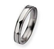 Titanium Grooved and Beaded 4mm Polished Wedding Band