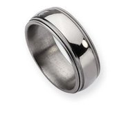 Titanium Grooved and Beaded 8mm Polished Wedding Band