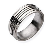 Titanium Grooved 8mm Polished Wedding Band