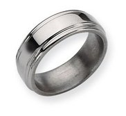 Titanium Grooved Edge 8mm Polished Wedding Band