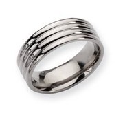 Titanium Grooved 8mm Polished Wedding Band