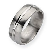 Titanium Grooved 8mm Brushed and Polished Wedding Band