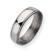 Titanium Grooved and Beaded 6mm Polished Wedding Band